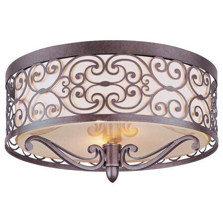 Maxim Two Light Umber Bronze Drum Shade Flush Mount 21151WHUB